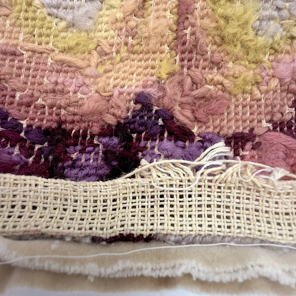 Vintage Needlepoint Pillow Tapestry Throw Pillow Floral Fruit Stitched